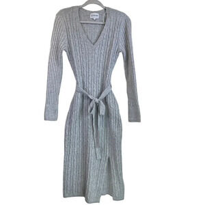 Olive+Oak Womens Small Gray Nylon Blend V Neck Cozy Casual Dress